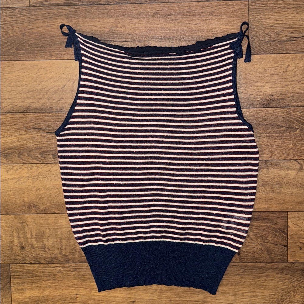 Dolce & Gabbana Size Large Striped Tank Top Y2K Red White & Blue Nautical Rare